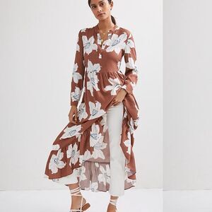 Anthropologie Mare Mare Lynda maxi dress in brown floral print Size L